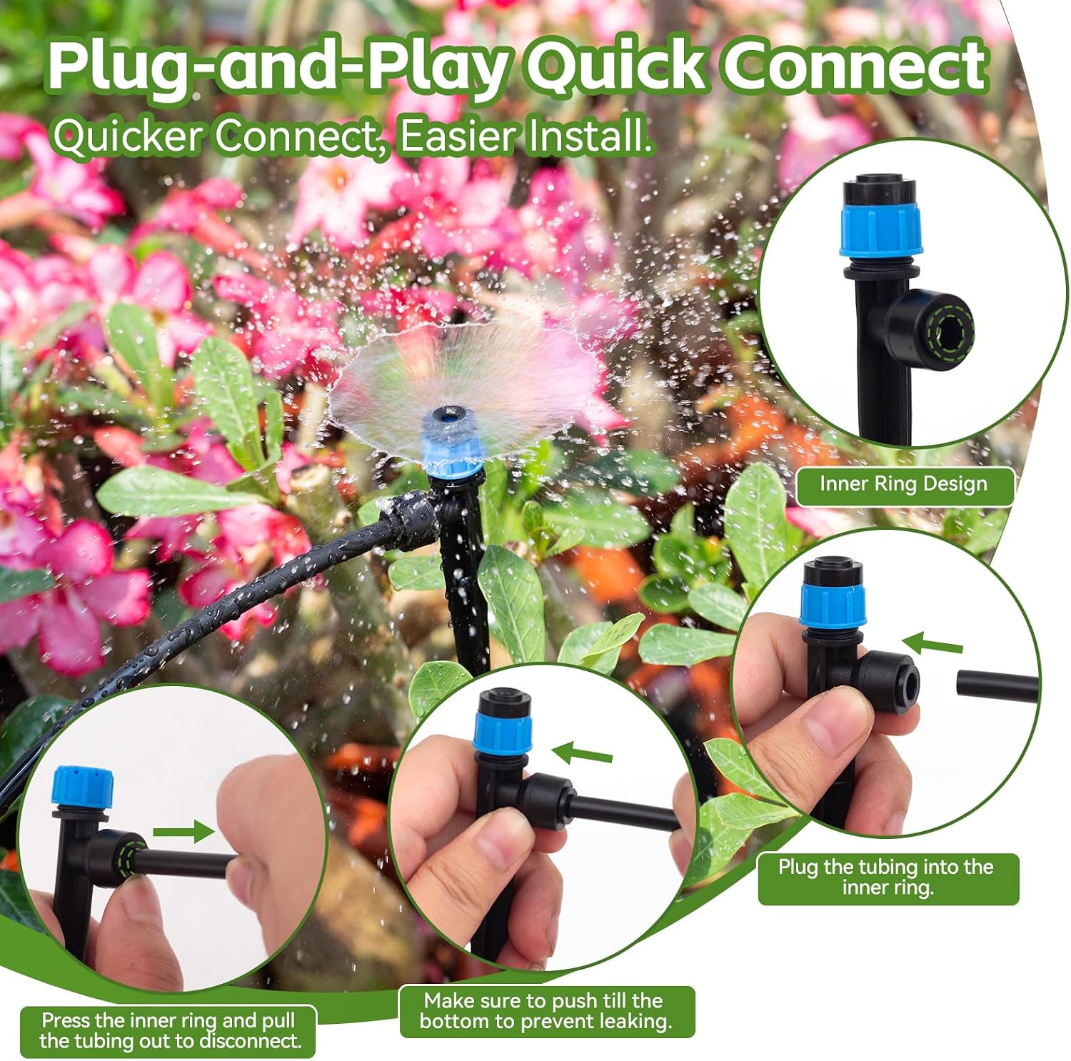 Inntop 240FT Drip Irrigation System Kits, Quick Connect Automatic Garden Watering System for Raised Bed, Potted Plants