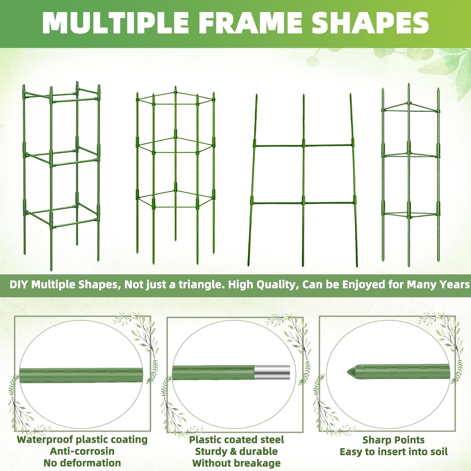 EWPJDK 6-Pack Tomato Cage for Garden Plant Support 48 INCH Garden Stakes Adjustable Tomato Cage for Climbing Plants