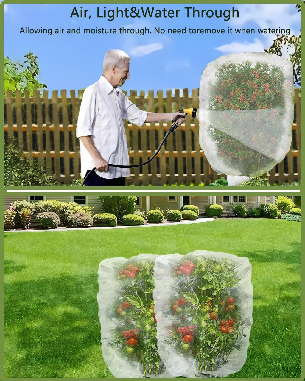 4 Pack Fruit Tree Netting with Zipper & Drawstring, 3.9 x 5.9 Ft Reusable Blueberry Bush Netting Cover, Durable Bird