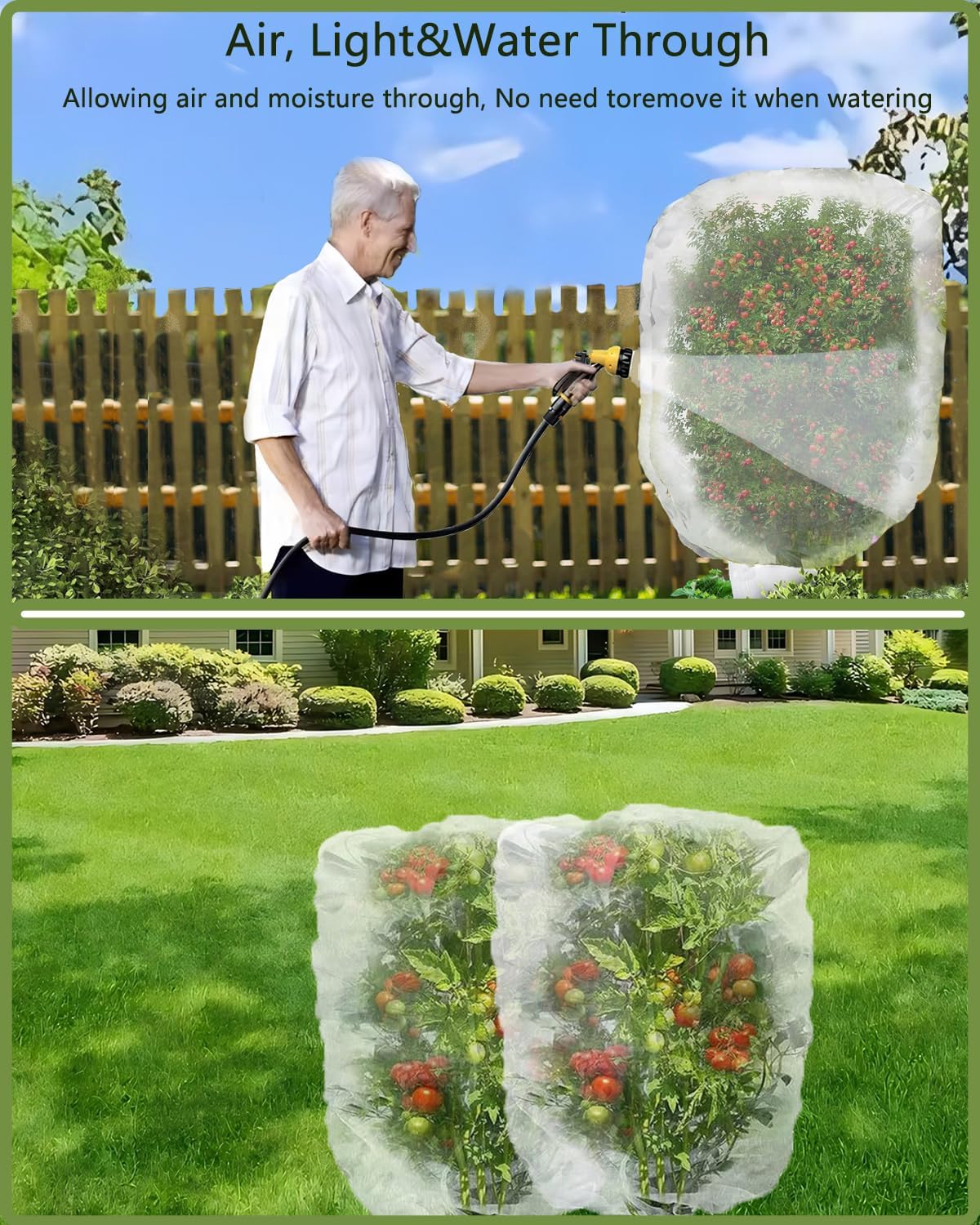 4 Pack Fruit Tree Netting with Zipper & Drawstring, 3.9 x 5.9 Ft Reusable Blueberry Bush Netting Cover, Durable Bird
