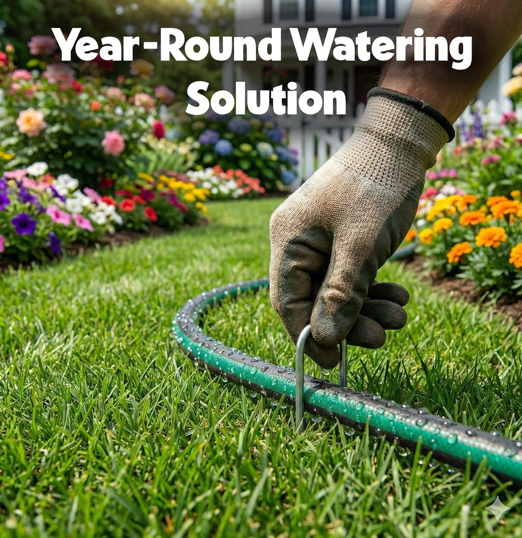 Flat Soaker Hose 75ft for Garden // Drip Hose for Garden Beds // Heavy Duty Leakproof Design with Quick Connect //