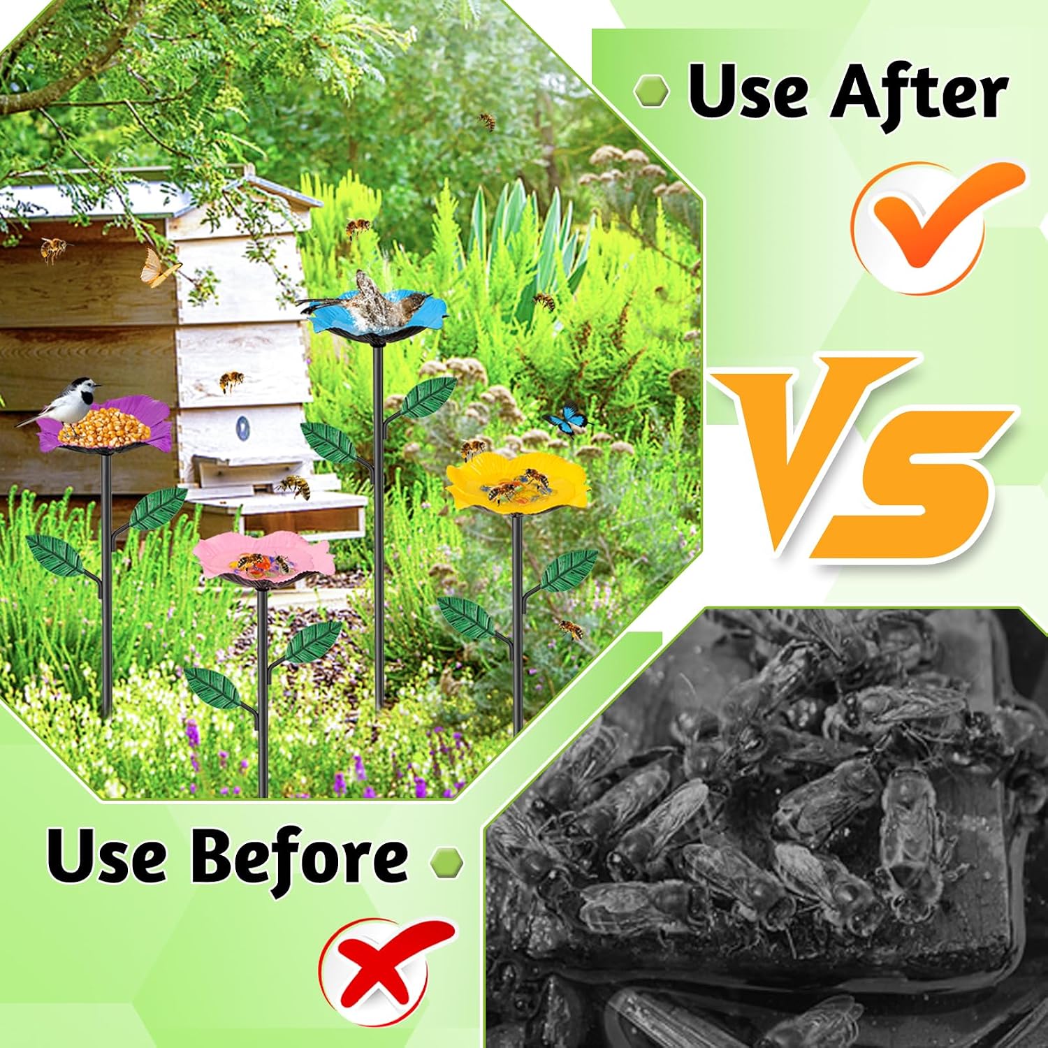 4 Pack Bee Watering Stations Metal Butterfly Bee Feeder for Yard Decor | 4 Pack Bee Watering Stations, Metal Bee