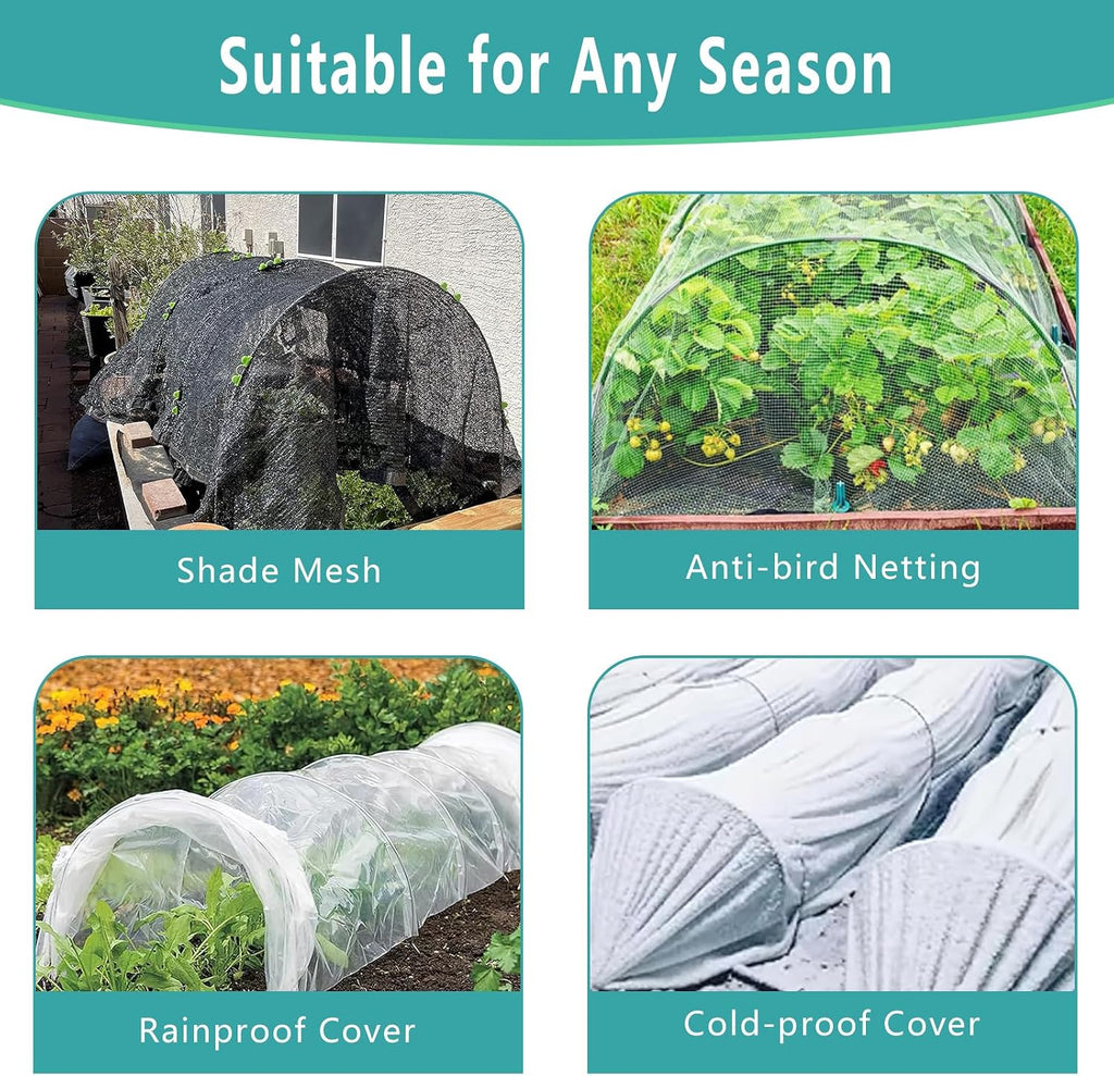 Garden Hoops for Raised Beds 60 Pcs, 10 Sets of 8FT Long Greenhouse Hoops Grow Tunnel Rust-Free Fiberglass Support