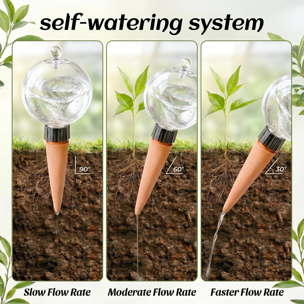 2 Pack 26 oz Extra Large Plant Self Watering Globes to 3 Weeks Watering | Shuomeng Extra Large Self Watering Globes