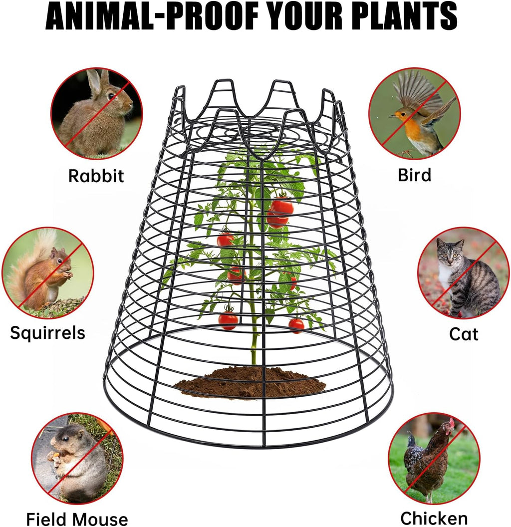 6 Pcs 11.6"×11.6" Garden Cloches for Plants, Sturdy Metal Plant Cages to Keep Animals Out, Reusable Wire Plant Covers