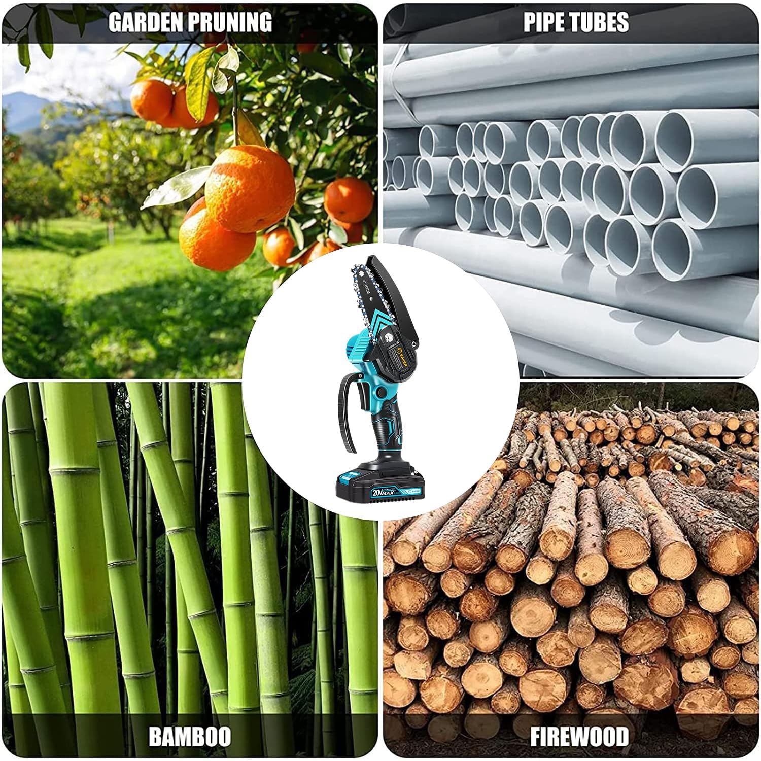 Saker Mini Chainsaw,Portable Electric Cordless Chainsaw,Battery Powered,Small Power Handheld Chain Saws Pruning Shears
