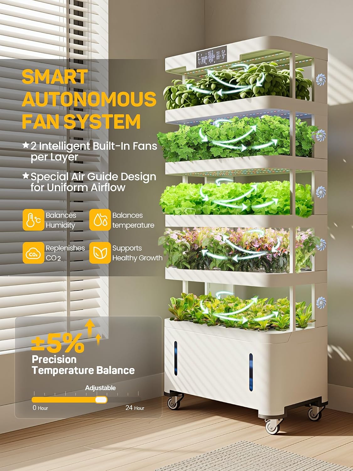 Large Hydroponics Growing System,148 Pod Vertical Indoor Garden Tower | hydroponic tower, Full-Spectrum Grow Lights