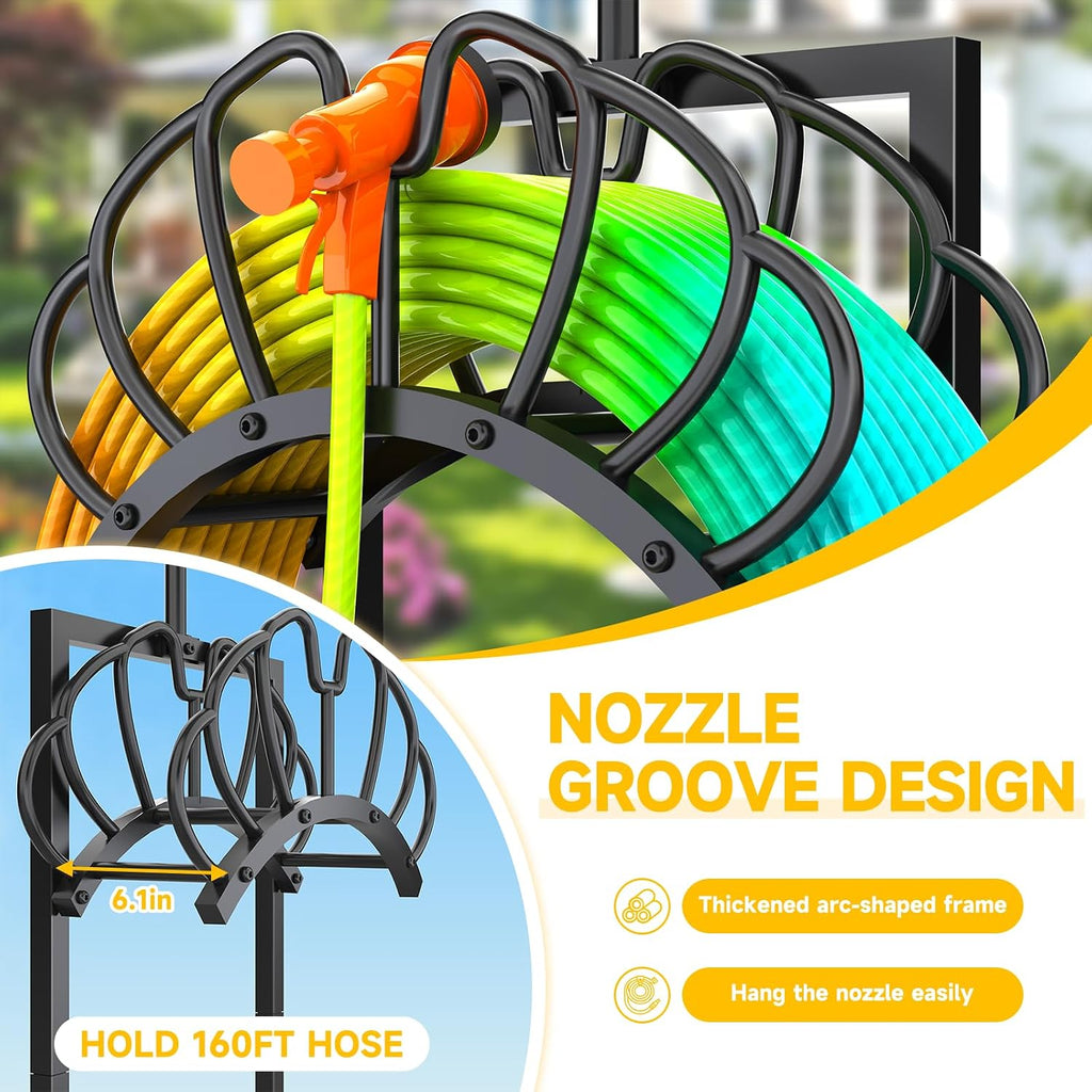 Garden Water Hose Holder Freestanding with Shepherds Hooks for Outside | 60.3inch Hose Stand Heavy Duty Hose Hanger