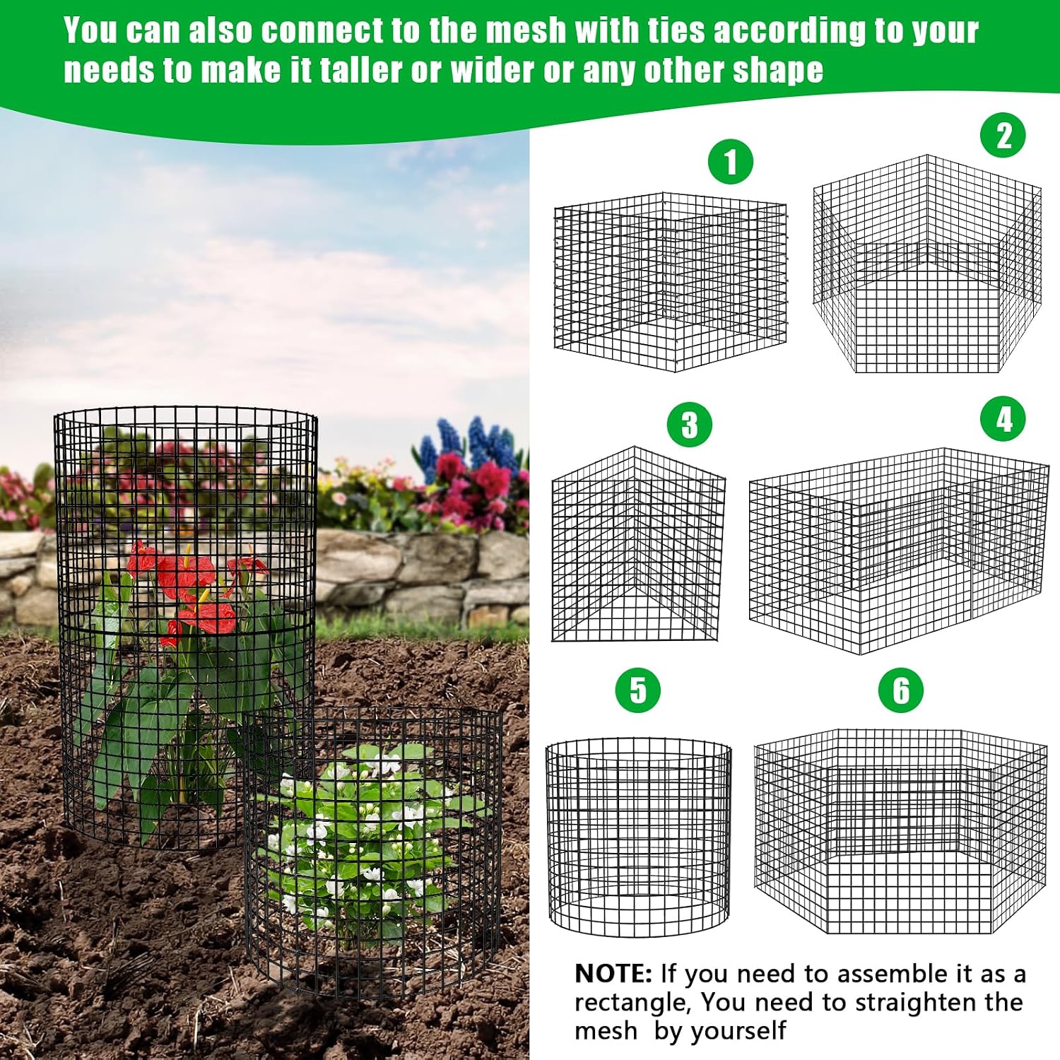 5 Pack Plant Protectors from Animals, 13x12" Plant Cages for Outdoor Plants | Wire Plant Protector, Thick Metal
