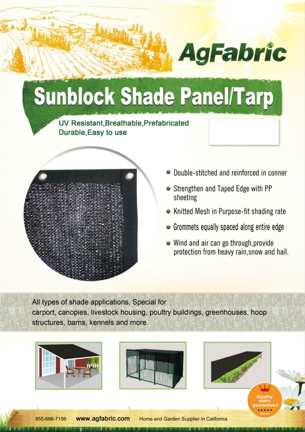 Agfabric 70% 12X 16ft Sunblock Shade Cloth with Grommets for Garden Patio, Black