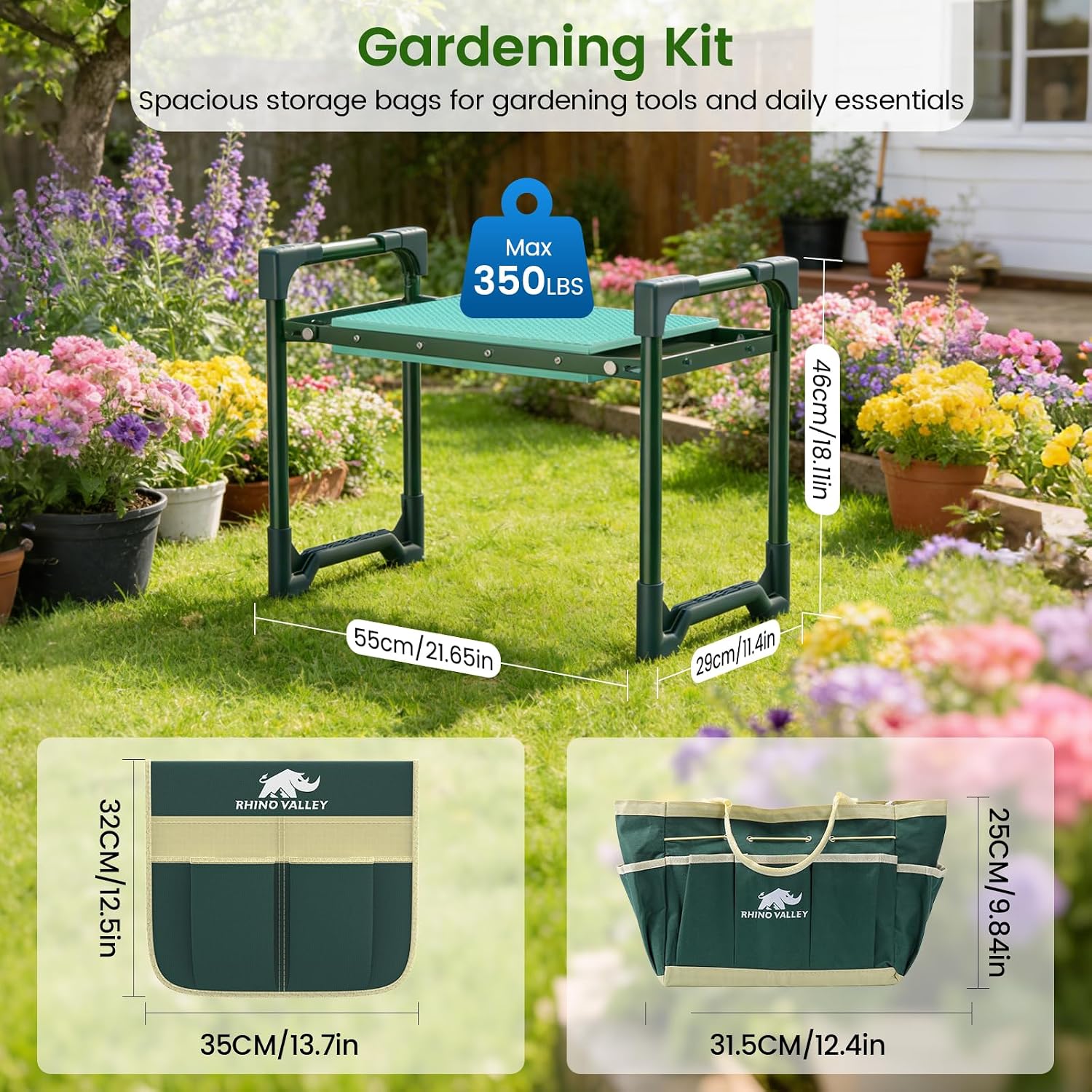 Garden Kneeler and Seat Foldable Gardening Stool Foldable Gardening Bench | Heavy Duty 2 in 4 Gardening Stool with Tool