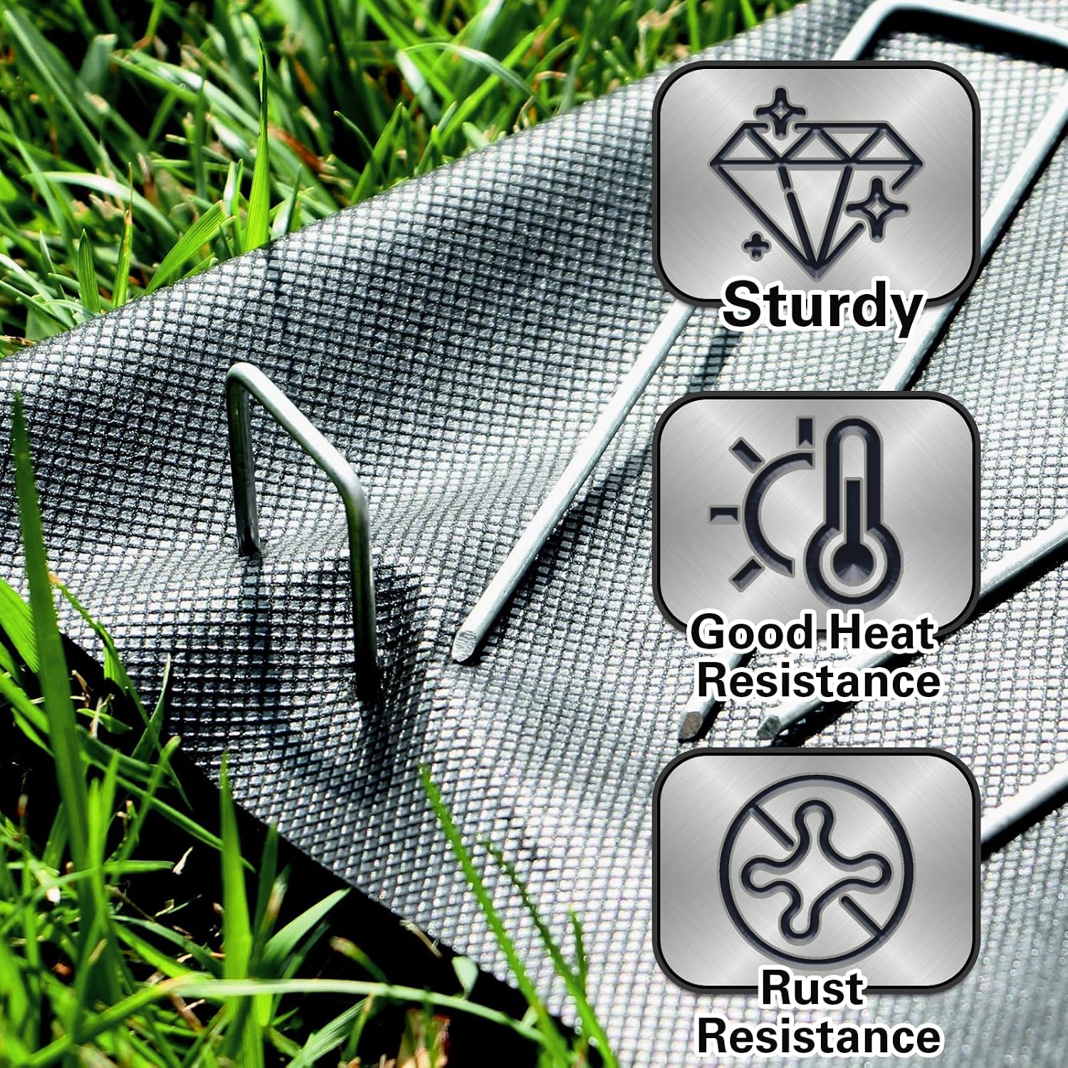 8 Inch Landscape Staples, More Thicker Heavy Duty 8 Gauge Galvanized Landscape Stakes, 125 Packs Garden Staples for