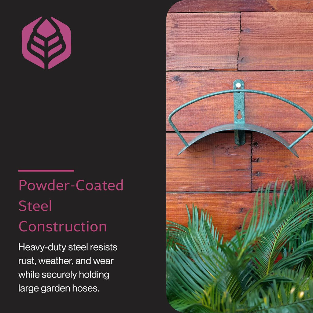 Yard Butler Heavy Duty Wall-Mounted Hose Hanger - Classic Design, Green | Heavy Duty Wall-Mounted Hose Hanger, Holds Up