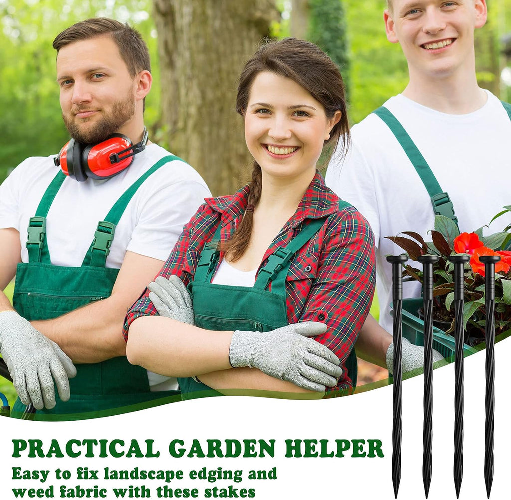 Honoson 200 Pack Lawn Edging Spikes Plastic Ground Stakes for Landscaping | Garden Anchoring Stakes for Weed Barriers