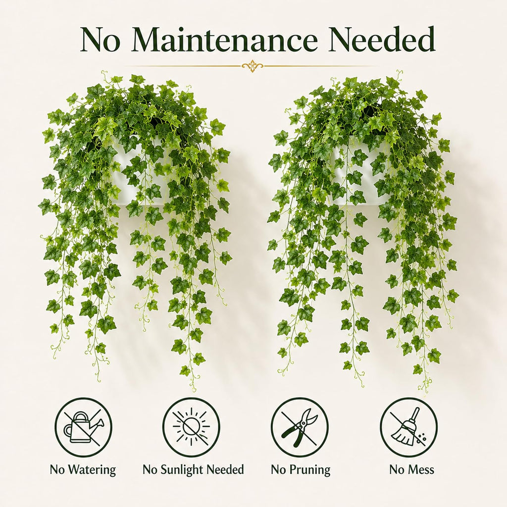 WHANLEY 36" Fake Pothos Hanging Plants in White Pots, 2 Pack Artificial Hanging Plants with 168 Leaves Each &