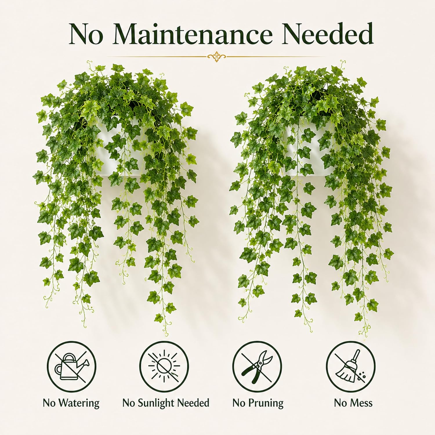 WHANLEY 36" Fake Pothos Hanging Plants in White Pots, 2 Pack Artificial Hanging Plants with 168 Leaves Each &