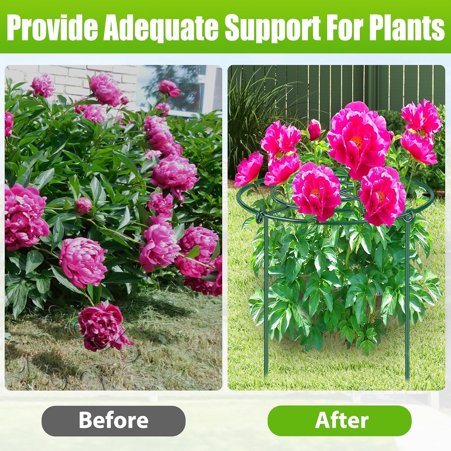 MJZ 4 Pack Peony Cages and Supports, 11.5" Dx16 H Metal Plant Supports | Heavy Duty Metal Peony Support Cage Flower