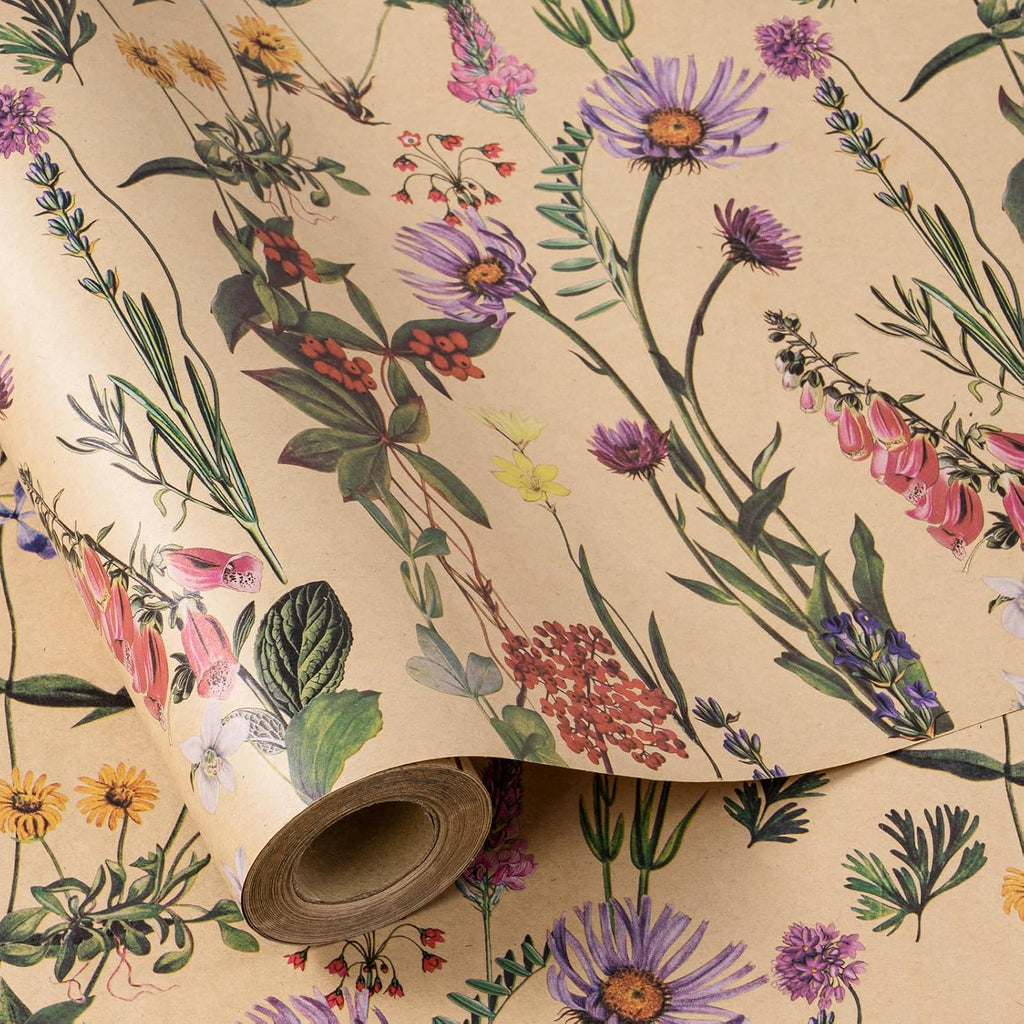 LeZakaa 10 Sheets Fathers Day Flower Wrapping Paper, Happy Father's Day Dad Theme Gift Wrap, Brown Kraft Floral Bouquet Paper for Men Husband Grandpa DIY Gift Packaging, 19.7 x 27.6In Each