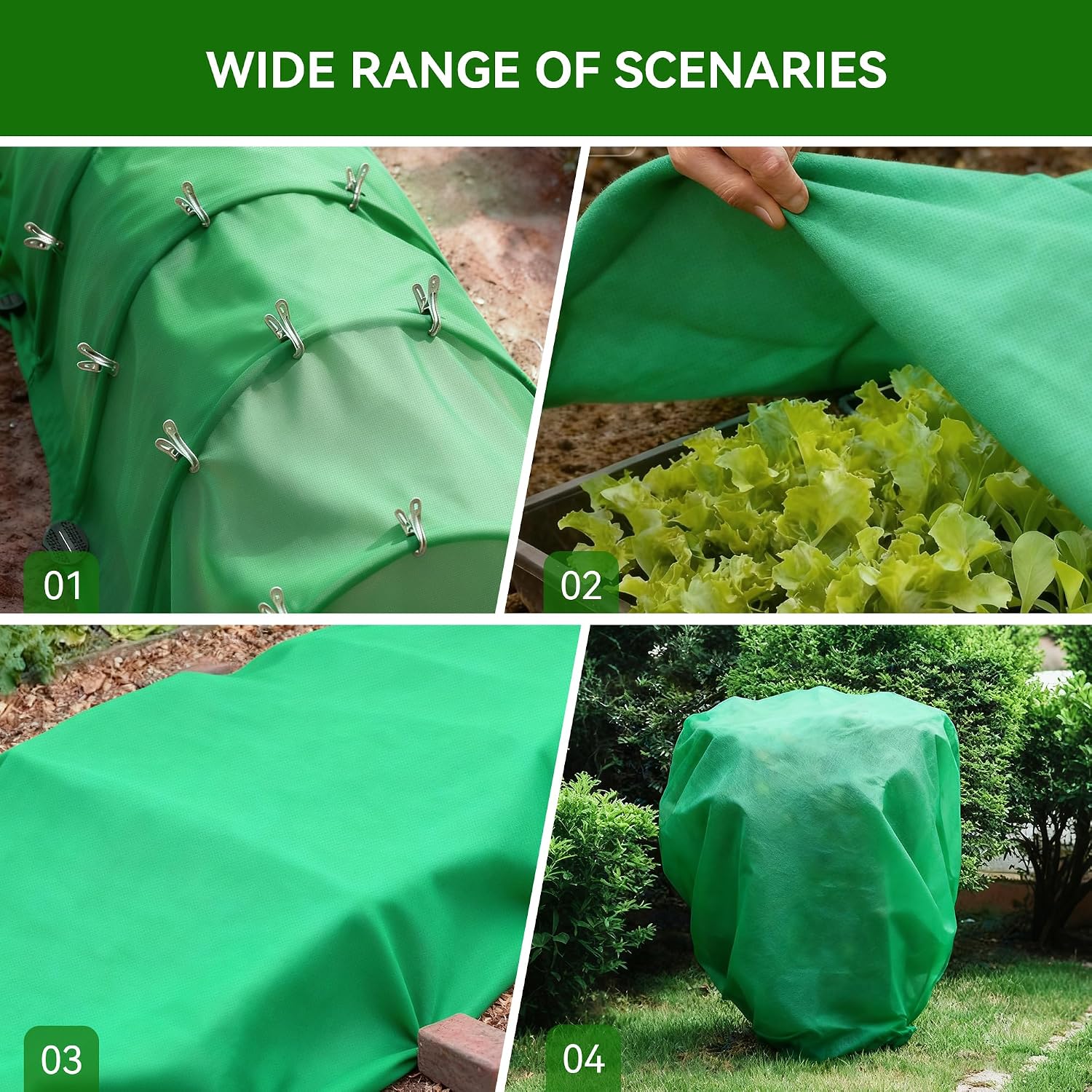 Plant Covers Freeze Protection kit，1.8 oz/yd²-10 ft x 33 ft Thickened Floating Row Cover for Outdoor Plants With 20