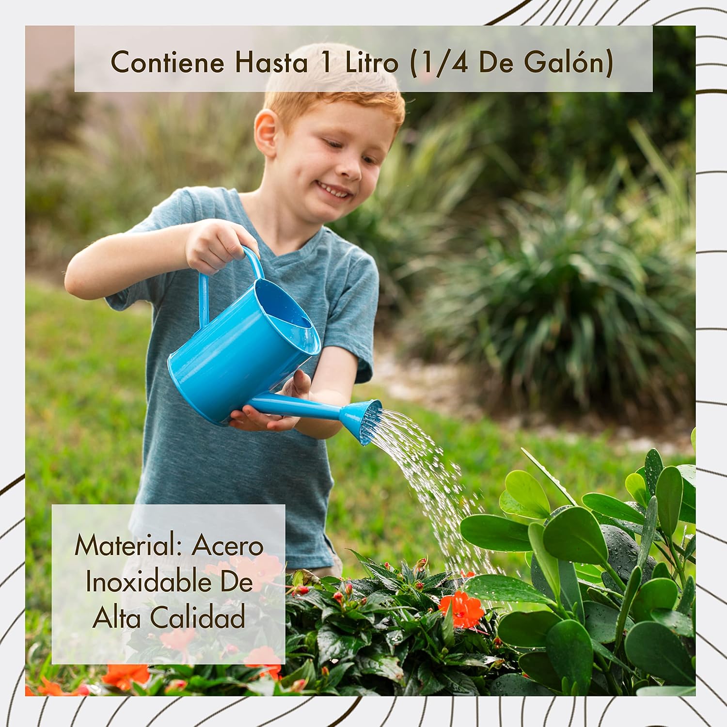 Watering Can for Kids - Play Time or Practical Use - Childs Metal Watering Can - Small Water Can for Boys and Girls