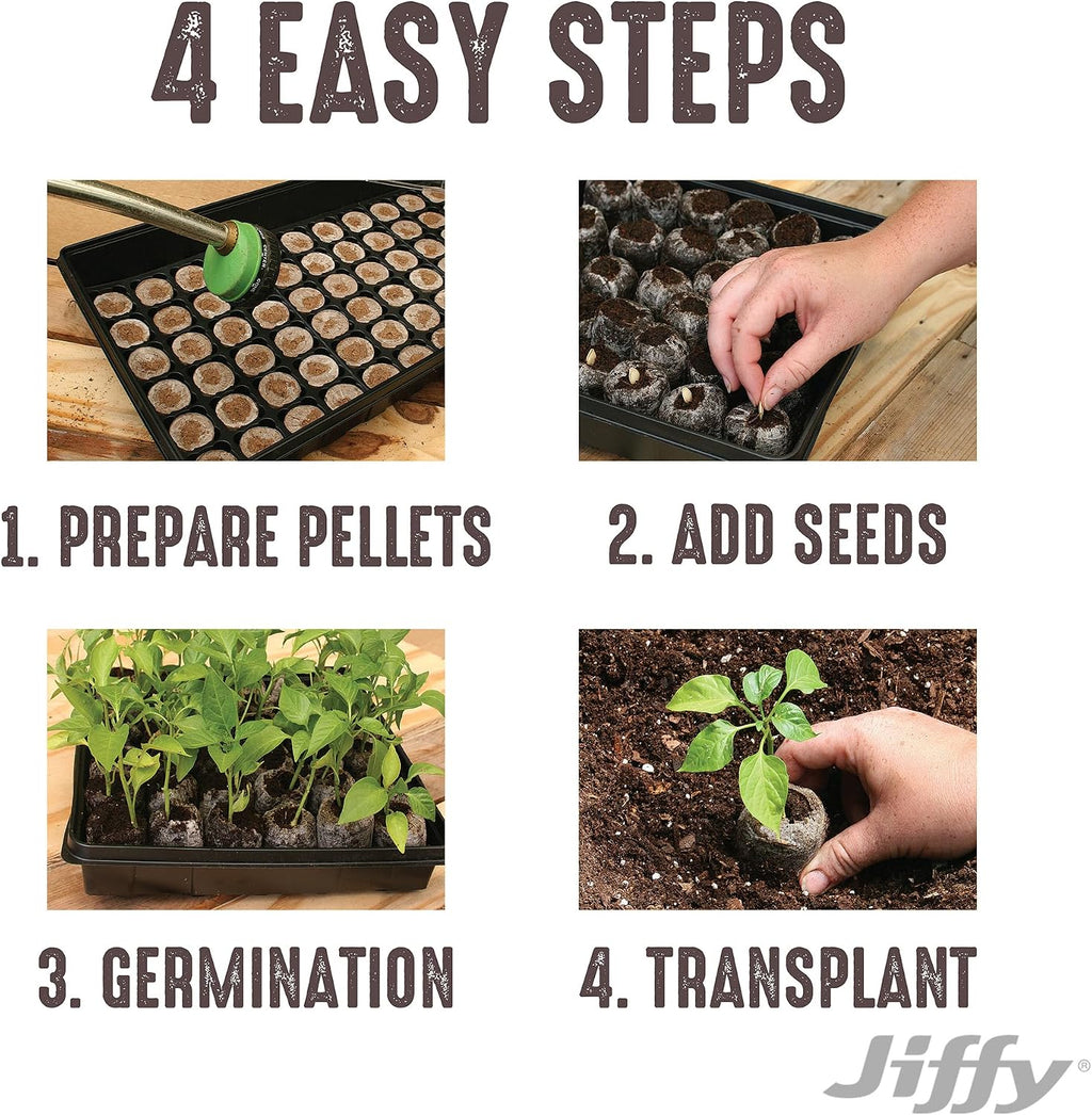 Ferry Morse Jiffy Tomato & Vegetable Seed Starter Tray Kit, 36 Cell 50mm Peat Pellets with Bonus SUPERthrive and Plant
