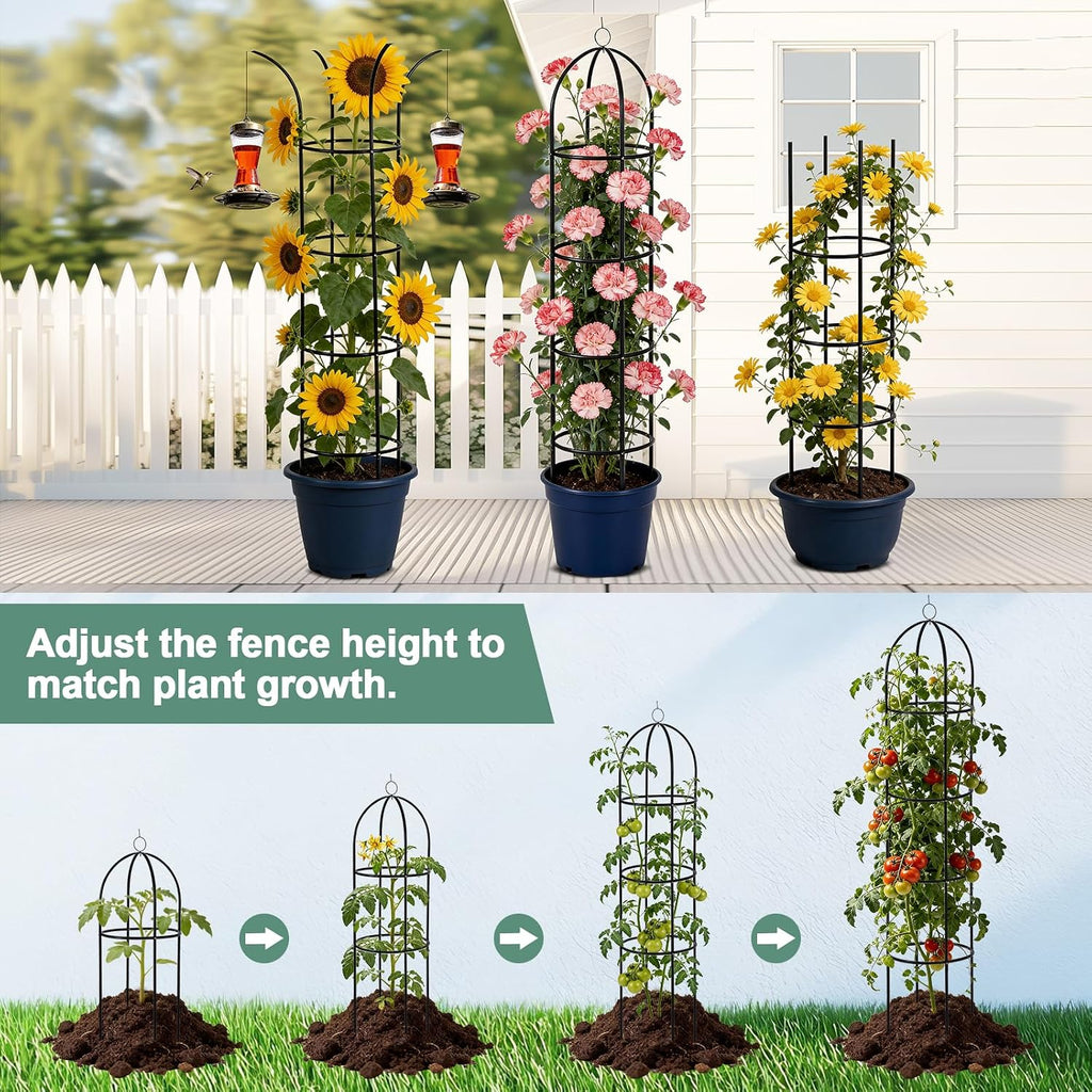 100% Metal 2pc Obelisk Garden Trellis 6.6 Feet Tall Sturdy Plant Support | Climbing Vines and Flowers Stands,Upgrade