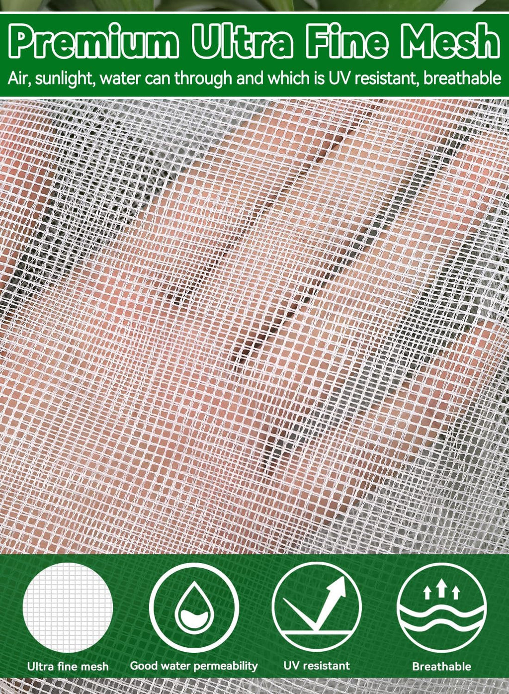 57x16.1 in Garden Tomato Plant Cover Netting for Square Tomato Cage | 4 Pack Durable Garden Bird Netting with Zipper &