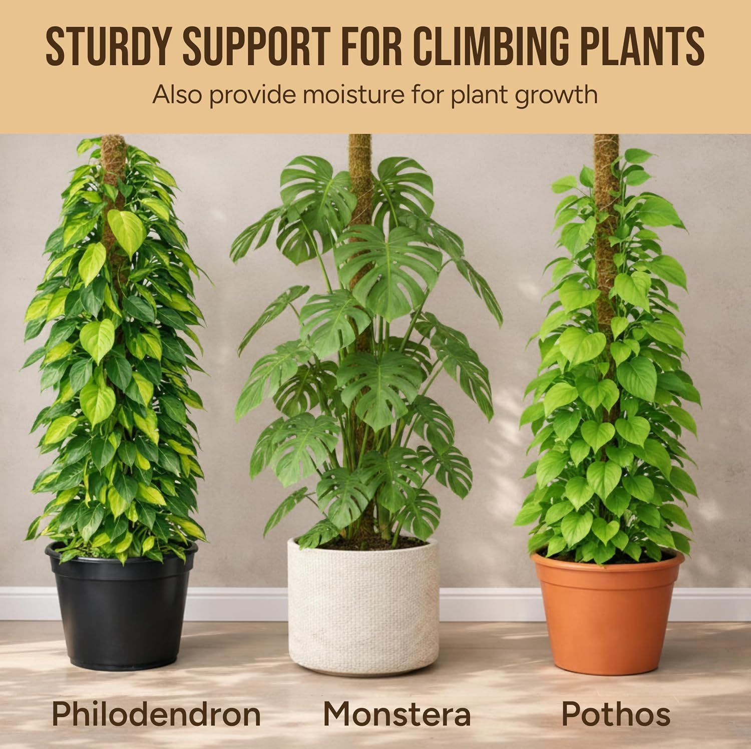Craft911 Moss Pole Monstera Plant Support – 2 Pack 64” Bendable Moss Pole Monstera Plant Support, Plant Stakes for