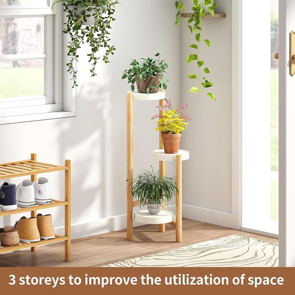 Plant Stand Indoor Outdoor Plant Rack 3 Tier 3 Potted Flower Holder Ladder Plant Stands for Balcony Window Living Room