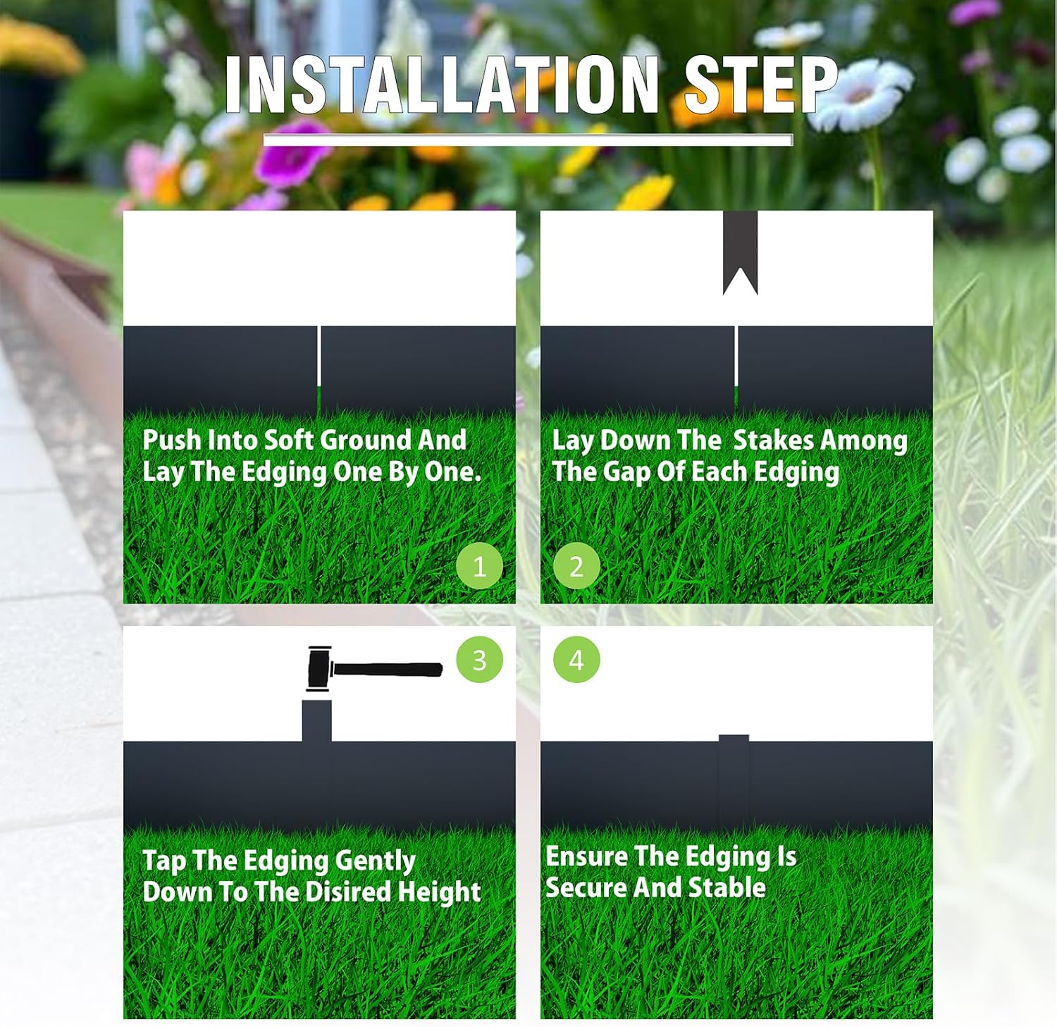 20ft. 6-Pack Galvanized Metal Edging for Landscaping - 40" L x 8" H Metal Landscape Edging with 6 Stakes, Hammer-in