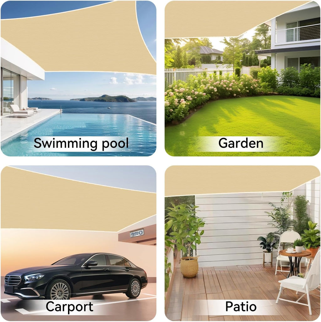 12x20 FT 90% Sun Shade Cloth, Pergola Shade Cover with Grommets, Beige | Blocks UV rays and reduces heat with