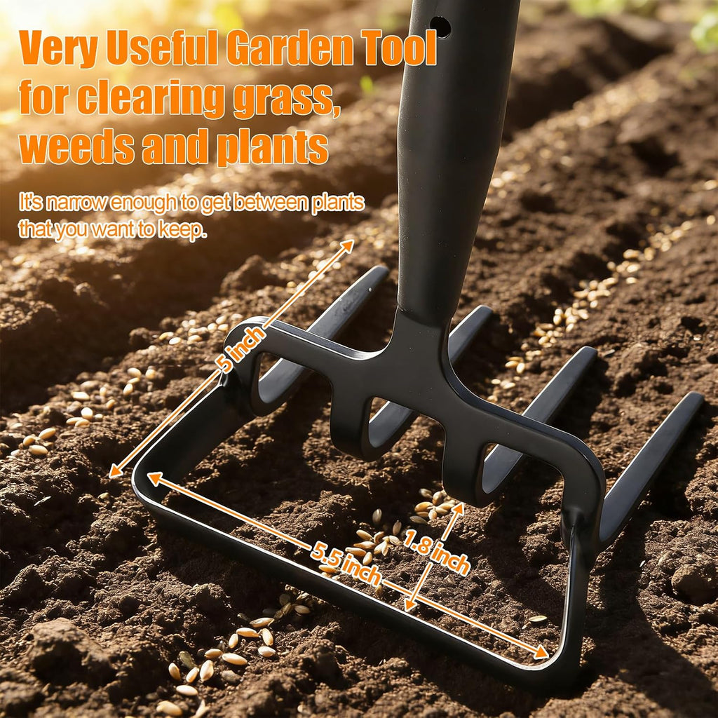 Garden Hoe, 72 Inch Soil Tiller Cultivator Stirrup Hoe, Heavy Duty 2-in-1 Garden Tool with Adjustable Long Handle
