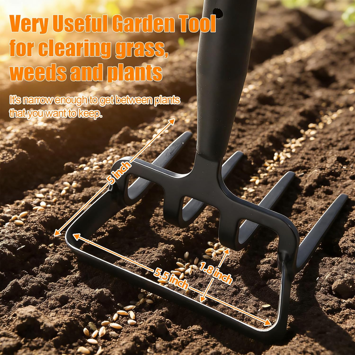 Garden Hoe, 72 Inch Soil Tiller Cultivator Stirrup Hoe, Heavy Duty 2-in-1 Garden Tool with Adjustable Long Handle