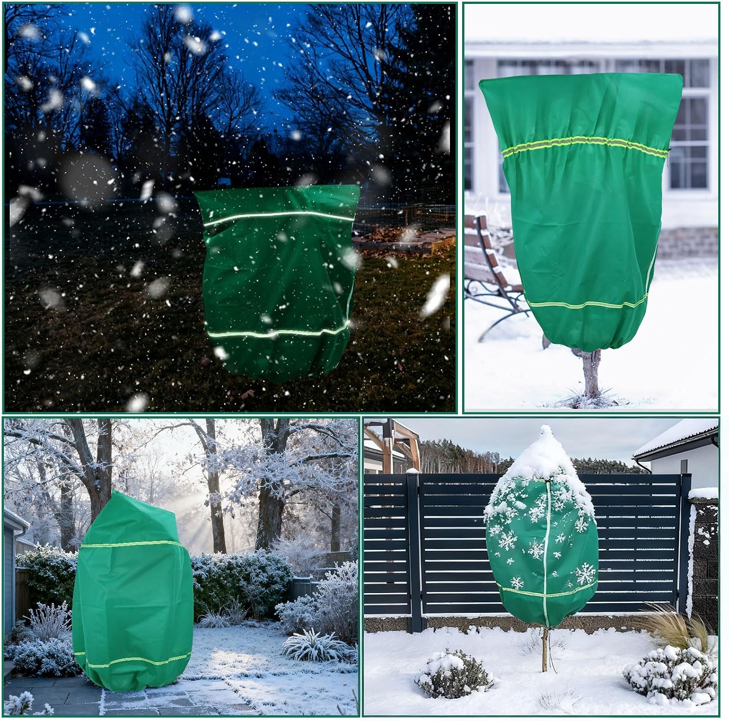IC ICLOVER Plant Covers Freeze Protection, 47"x71" Frost Blankets, 4 Pack | With Zipper & Drawstring, Outdoor Plant