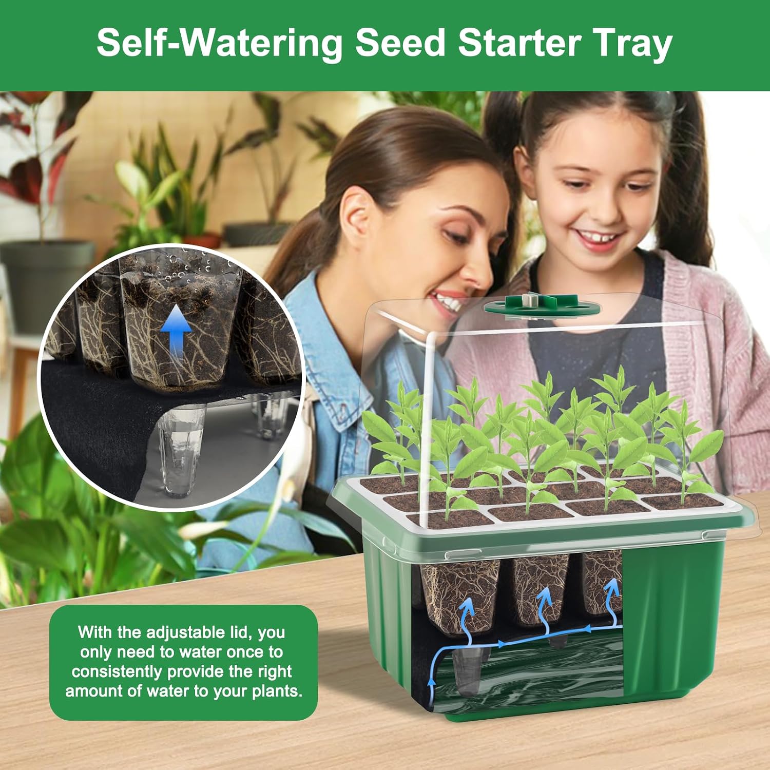 GOONMILL Self-Watering Seed Starter Tray with Timed Grow Light, 6 Packs Plant Starter Tray Seedling Starter Kit with