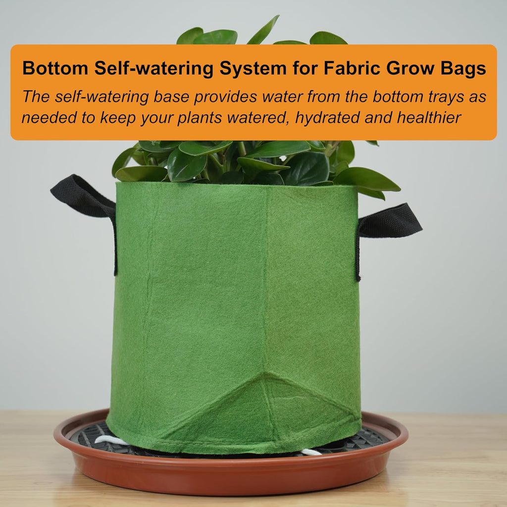 8 Pack 13 inch Self Watering Base for Fabric Grow Bag, Self-watering Plastic Elevated Plant Saucer Stand, Automatic