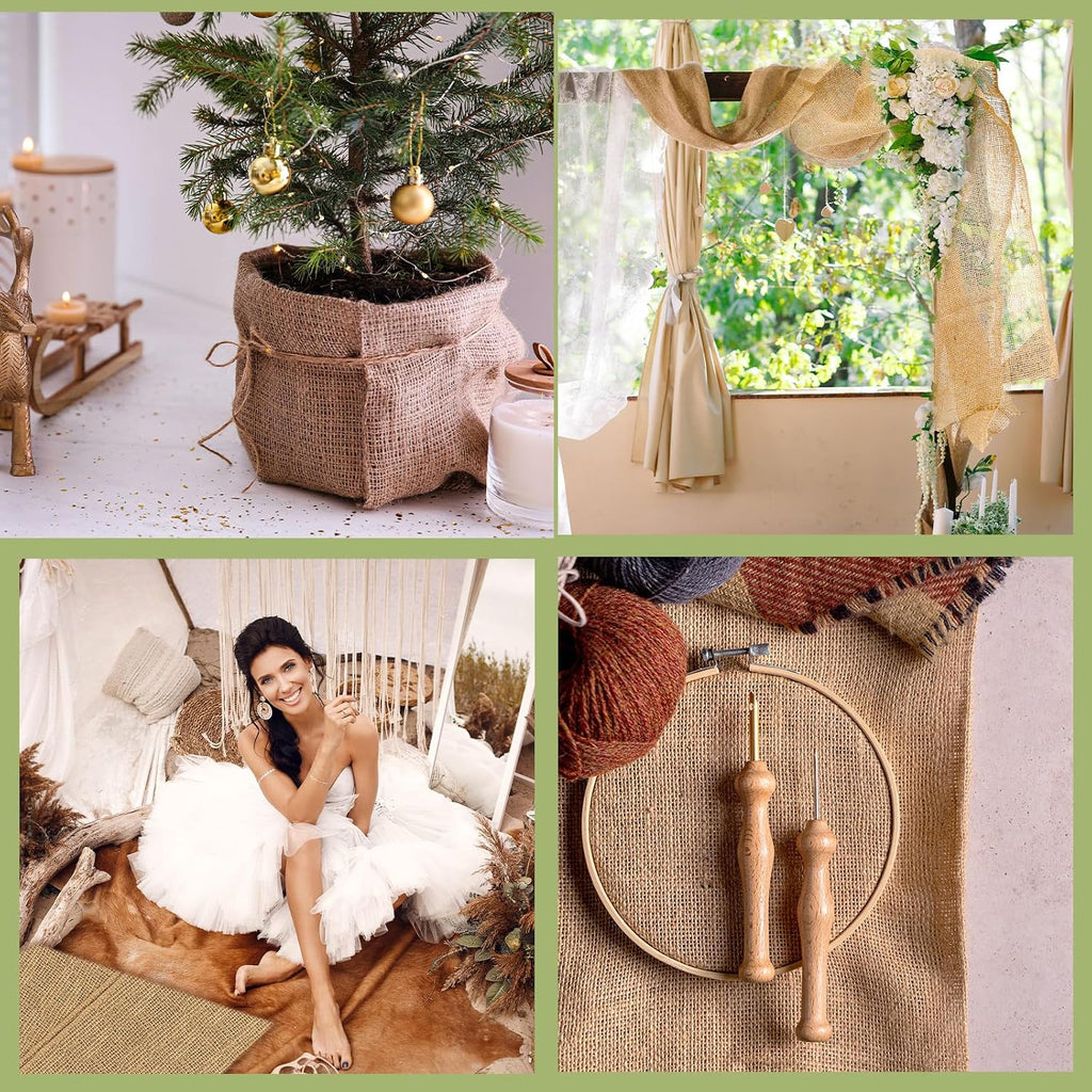 60 Inch x 100 ft Burlap Fabrics Roll Natural Burlap Garden Multipurpose Weed Barrier Garden Landscape Blankets Cloth