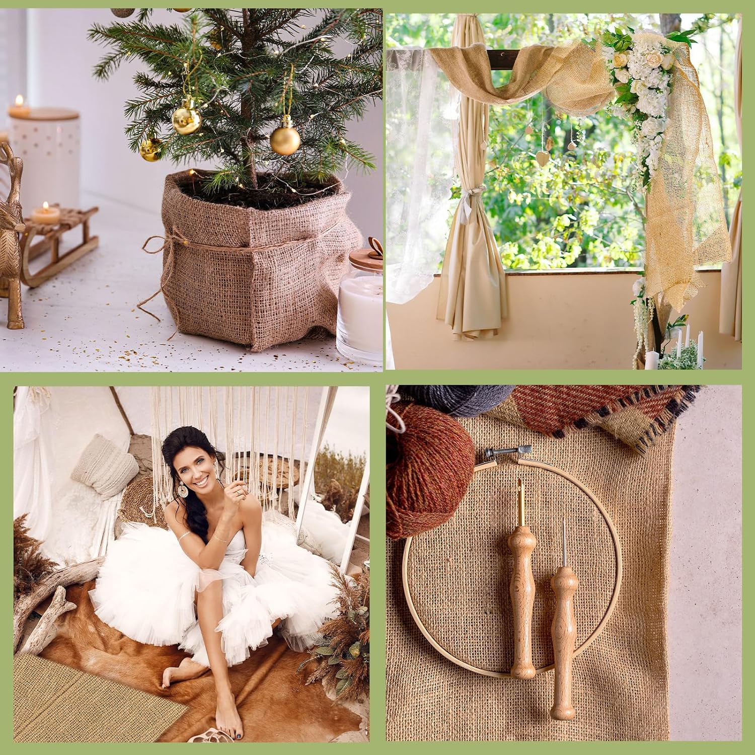 60 Inch x 100 ft Burlap Fabrics Roll Natural Burlap Garden Multipurpose Weed Barrier Garden Landscape Blankets Cloth