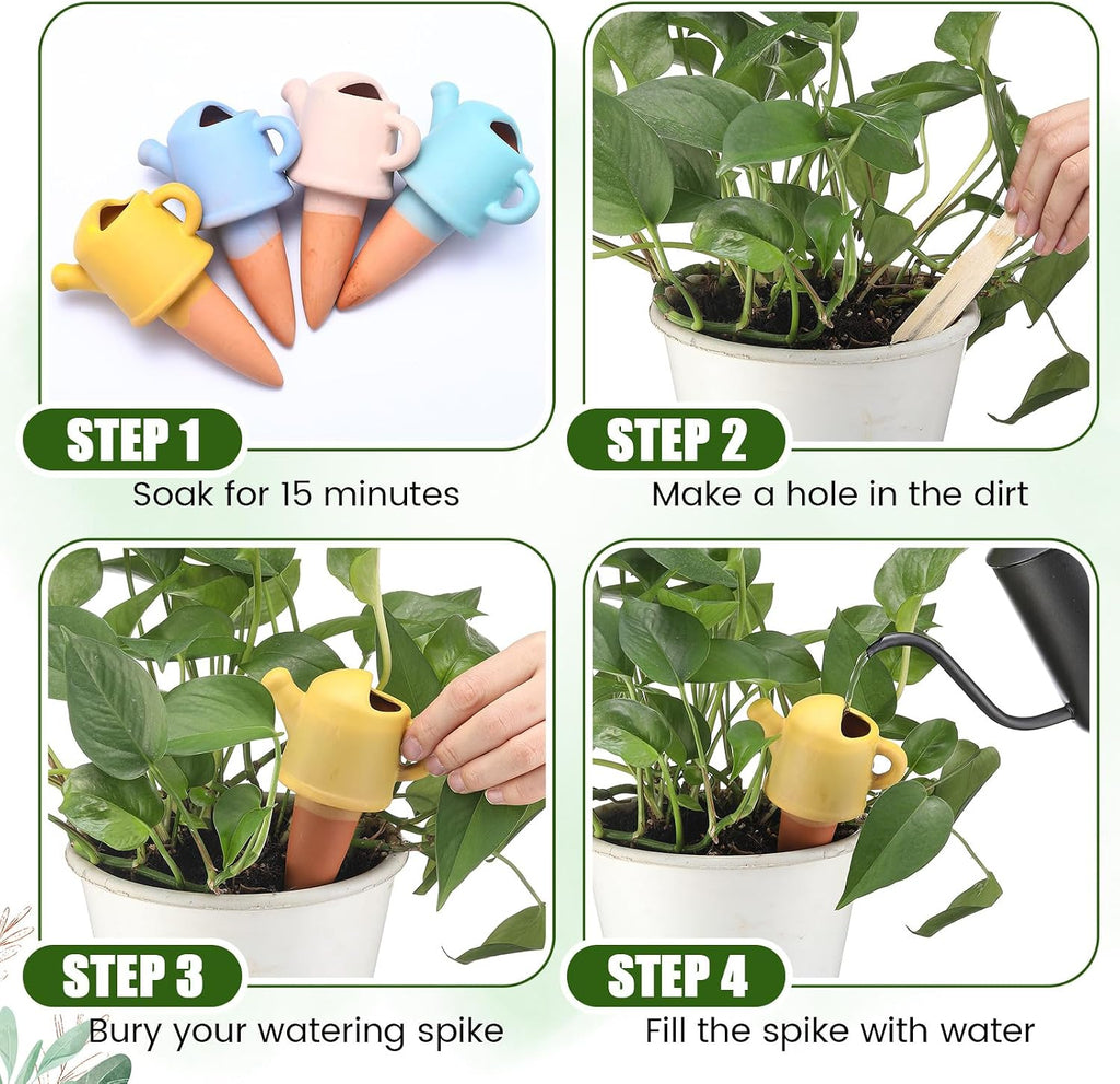 8 Pack Terracotta Self Watering Spikes, Watering Can Self-watering Globes | Slow Release Automatic Planter Insert