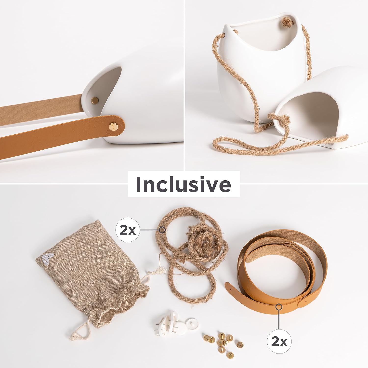 Kazai. Wall Planters -Ellie- | Hanging Ceramic Plant Pots 2 Pieces | Wall Decoration for Indoors, Balcony and Garden