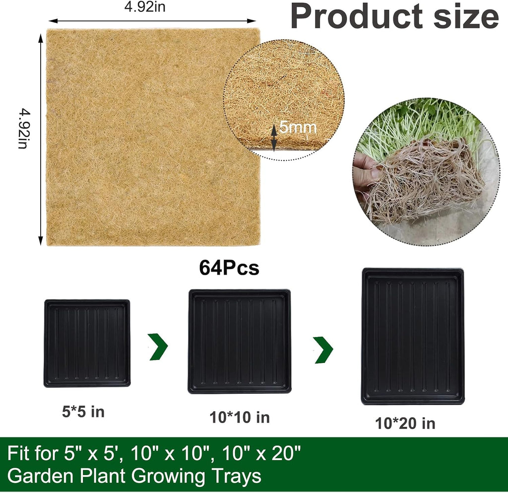64PCS Microgreens Kit, 5" X 5" Hydroponic Sprouting Pads Microgreen Grow Mat Indoor Organic Production for Microgreen