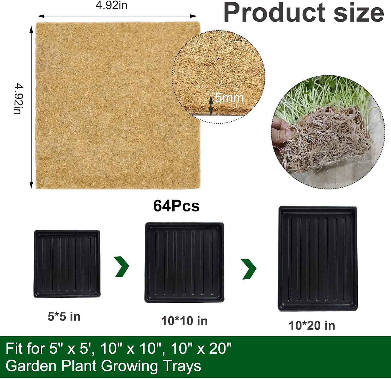 64PCS Microgreens Kit, 5" X 5" Hydroponic Sprouting Pads Microgreen Grow Mat Indoor Organic Production for Microgreen