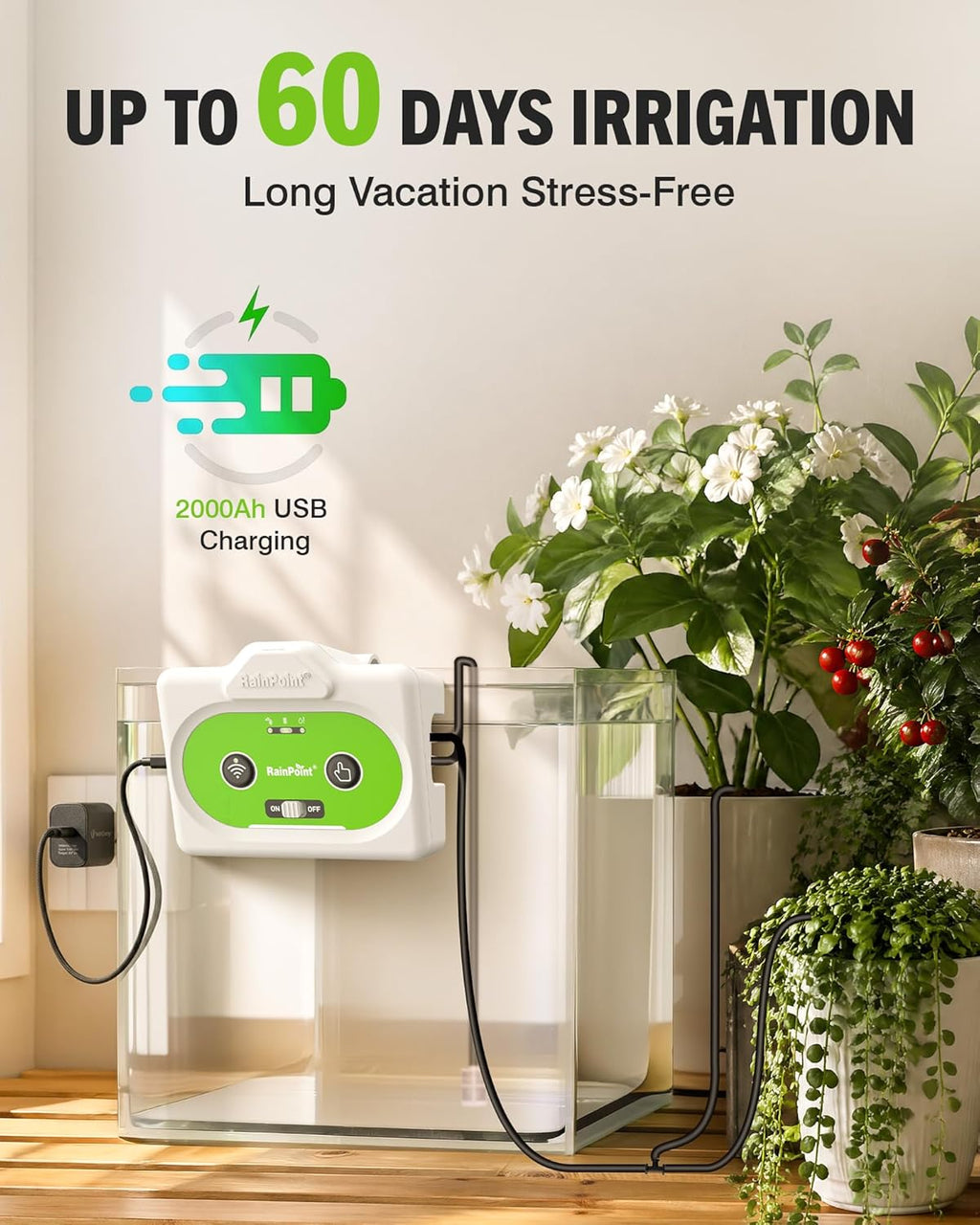 RAINPOINT WiFi Automatic Plant Waterer Indoor, Smart APP Control Drip Irrigation System for Houseplants, Anti-Siphon