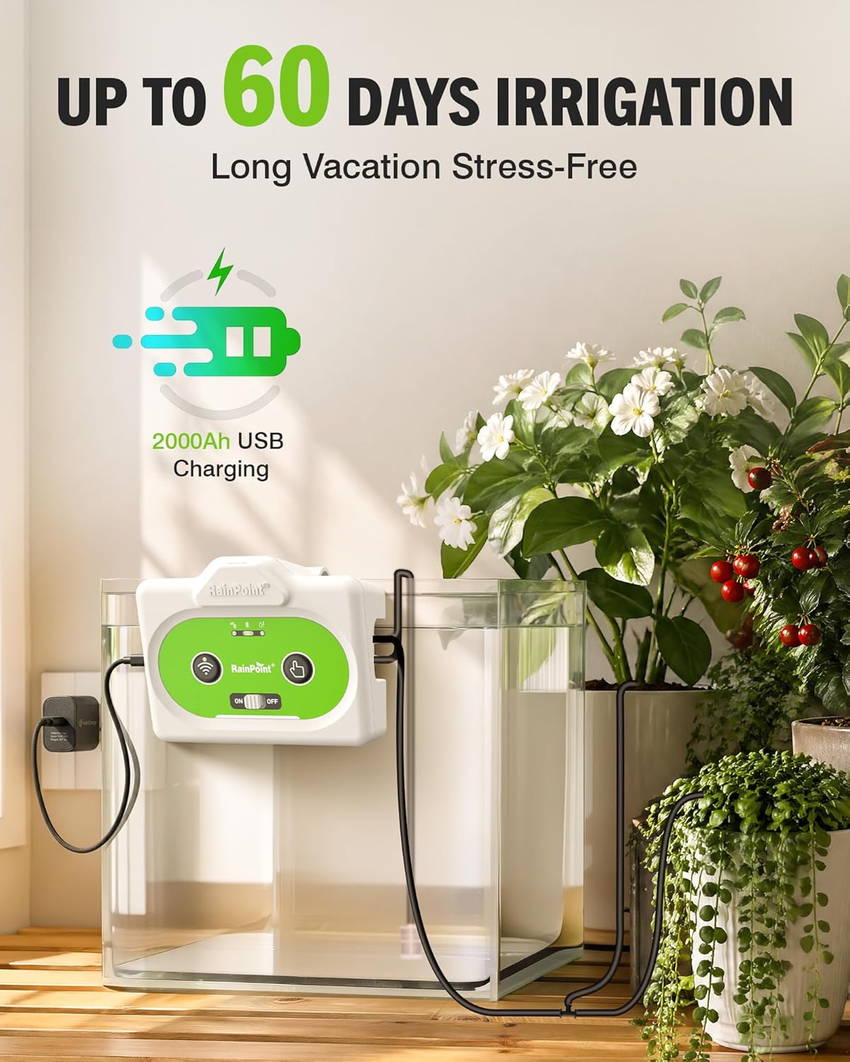 RAINPOINT WiFi Automatic Plant Waterer Indoor, Smart APP Control Drip Irrigation System for Houseplants, Anti-Siphon
