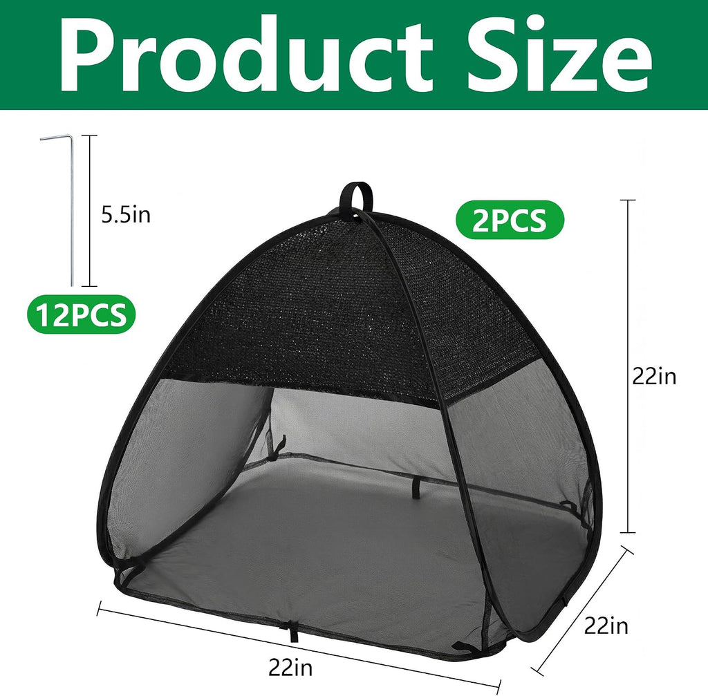 2Pcs Pop Up Garden Netting Bug and Shade Cover,Plant Sun Shade Netting Tent | 22"x22"x22" Insect Barrier Sun Protection