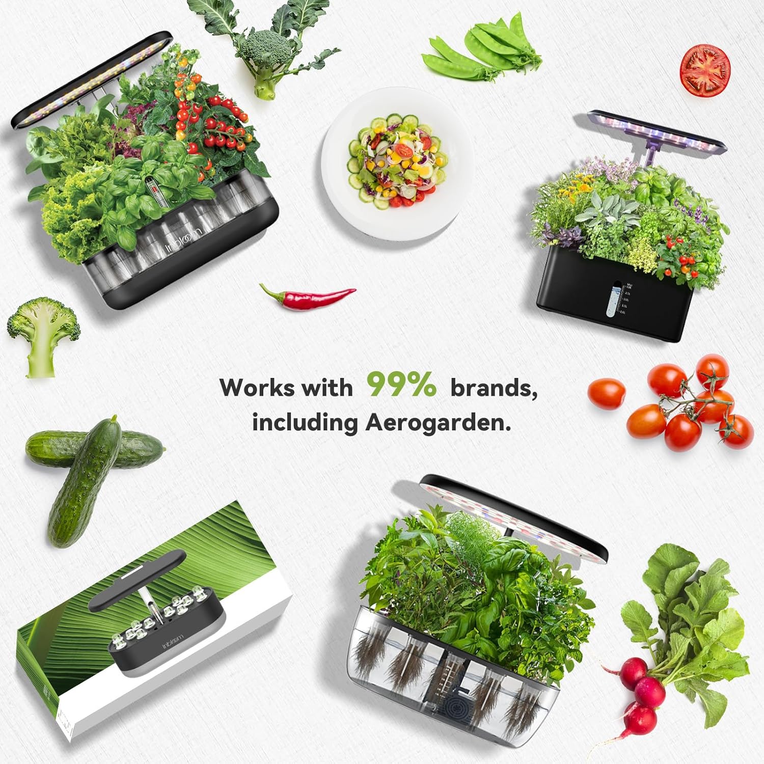 inbloom 12-Pod Pepper Seed Pod Kit for AeroGarden, iDOO, Ahopegarden Hydroponic Growing System, Include Cucumber
