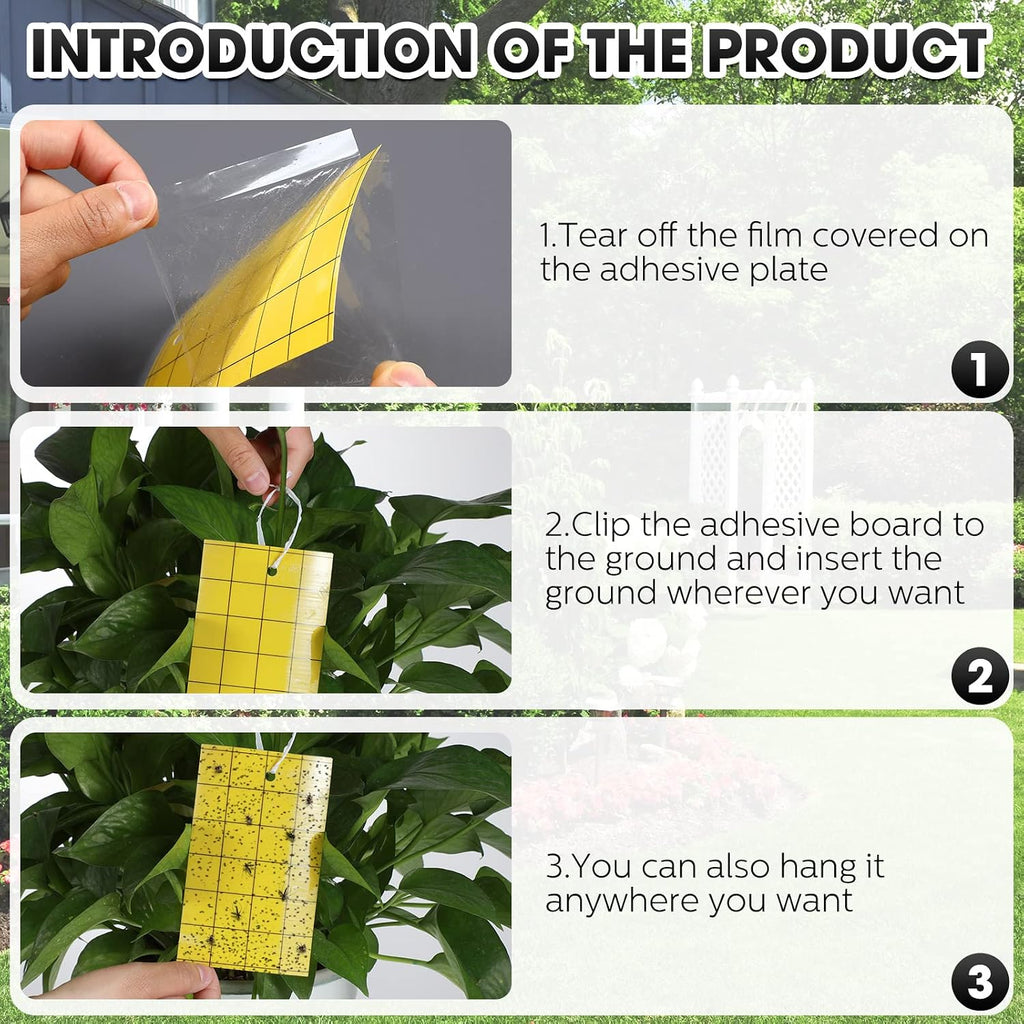 Qualirey 400 Pcs Sticky Trap for Gnats 3 x 5'' Dual Side Sticky Fruit Fly Trap with Tie Plant for Flying Insect Fungus