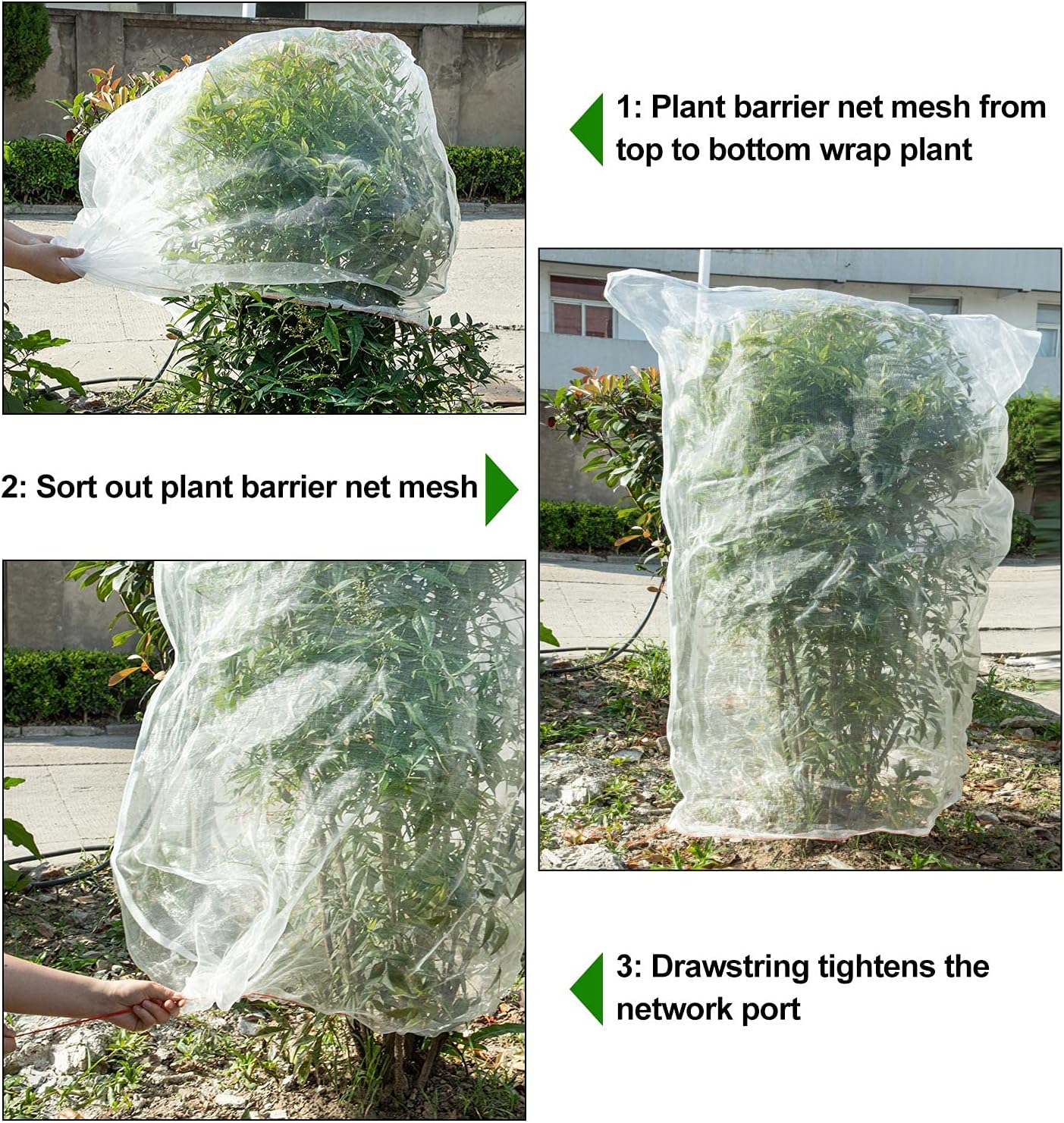 4Pcs Insect Bird Barrier Mesh, 7.9 x 5.9 FT Garden Netting Barrier | Bird Netting, Netting for Plant with Drawstring