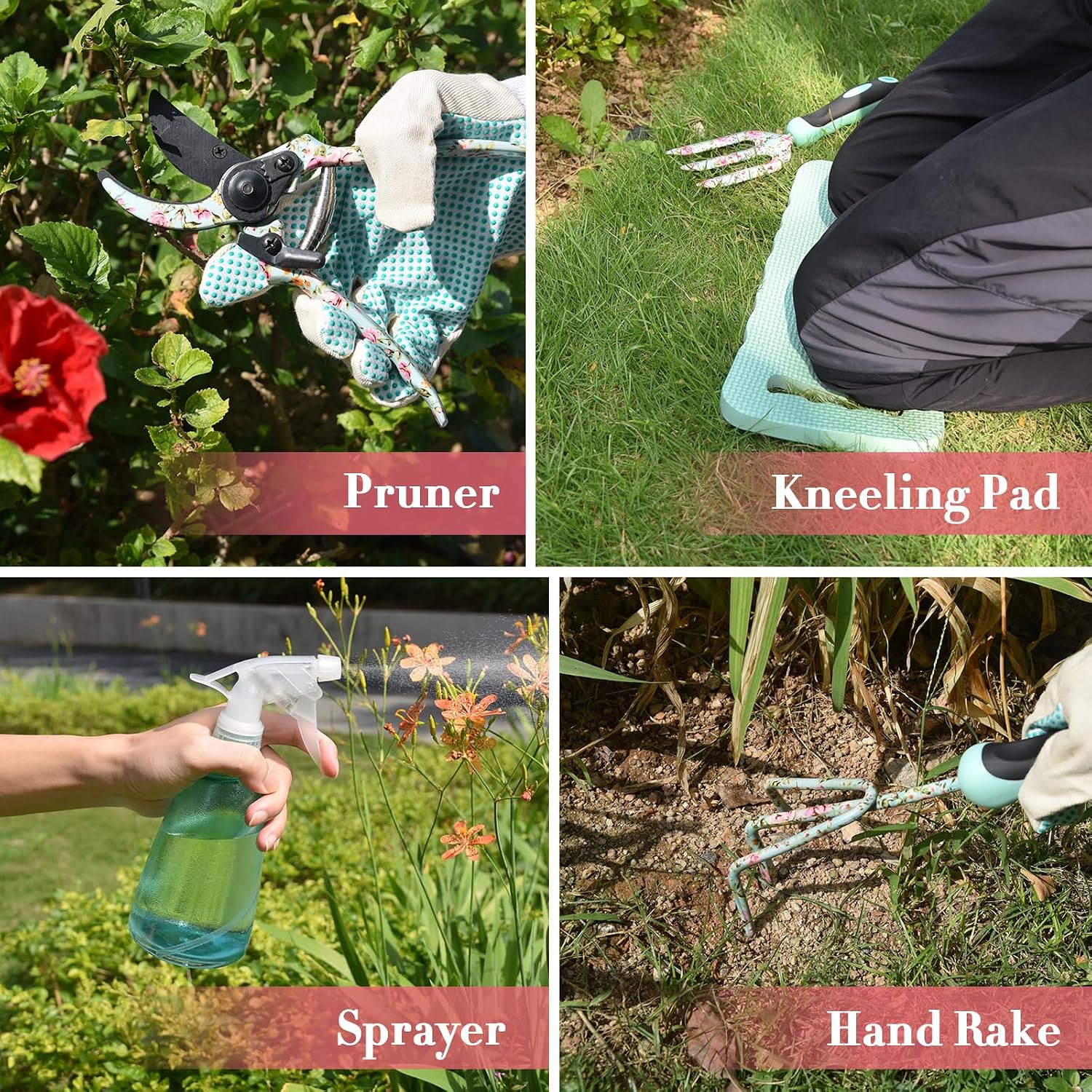 Carsolt 11Pcs Floral Gardening Tools Set, for Women Mom | Non-Slip Rubber Handle, Rust Resistant & Heavy Duty Stainless