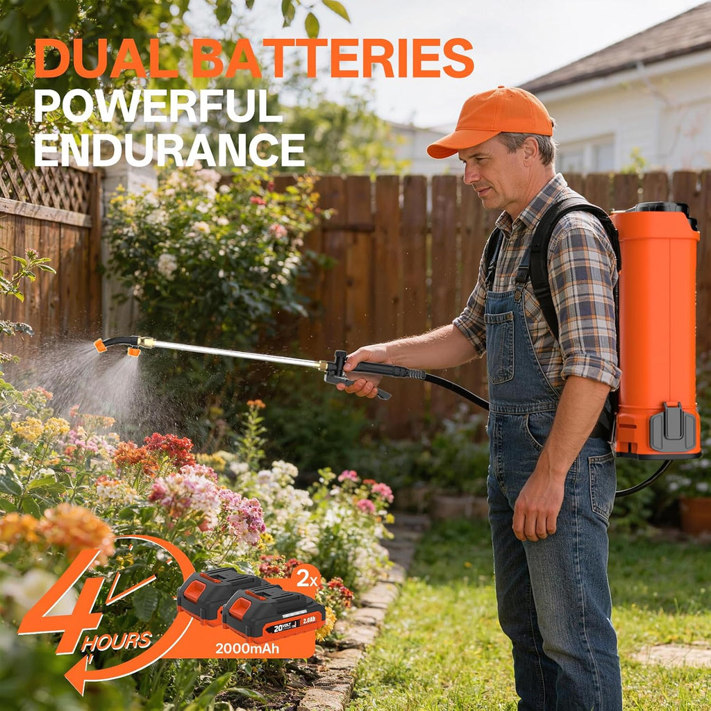 Maxlander 4.2 Gal Battery Powered Backpack Sprayer with 2 x 2.0Ah Battery | 90 Psi Adjustable Pressure, 6 Spray